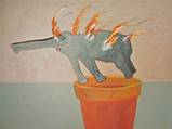 Frank Bolink, burning elephant; oil on canvas 135 x 180 cm